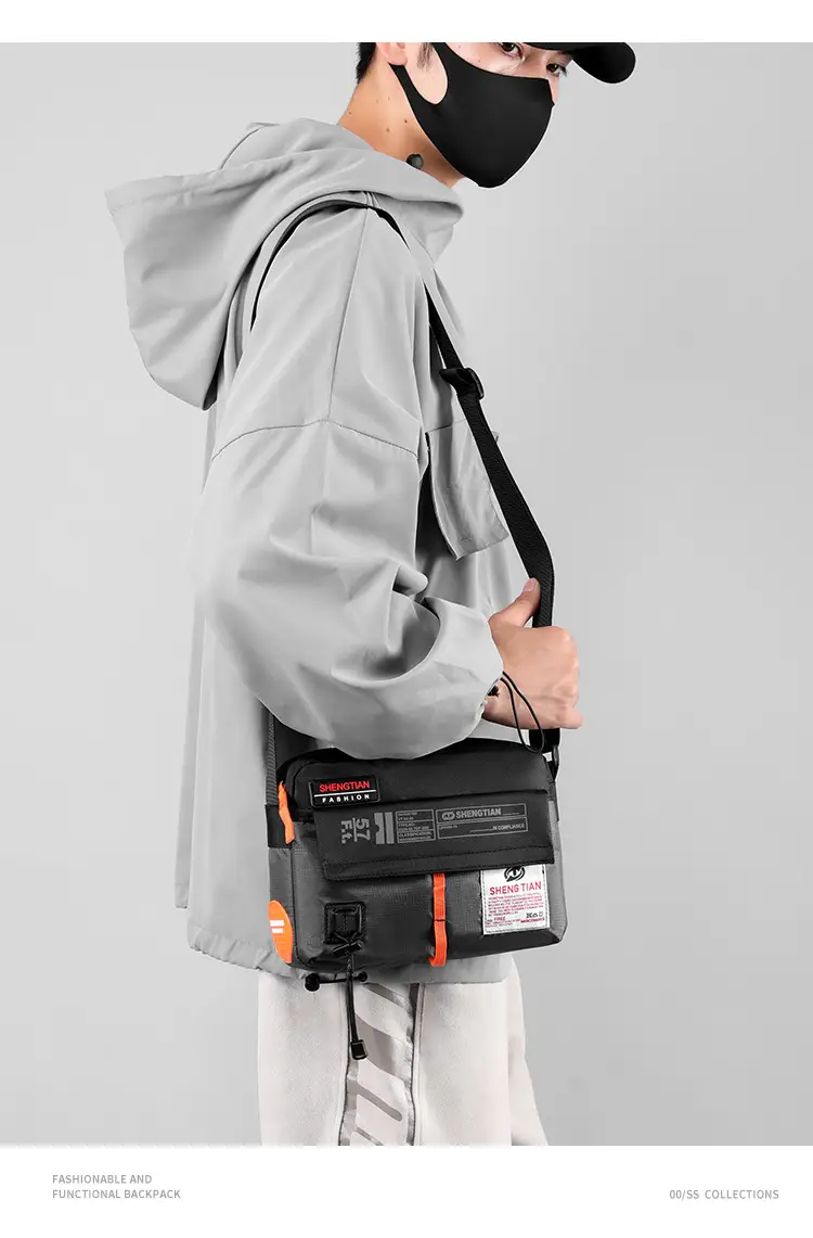 Men's Korean Style Waterproof Crossbody Bag Blue Orange — feature 14