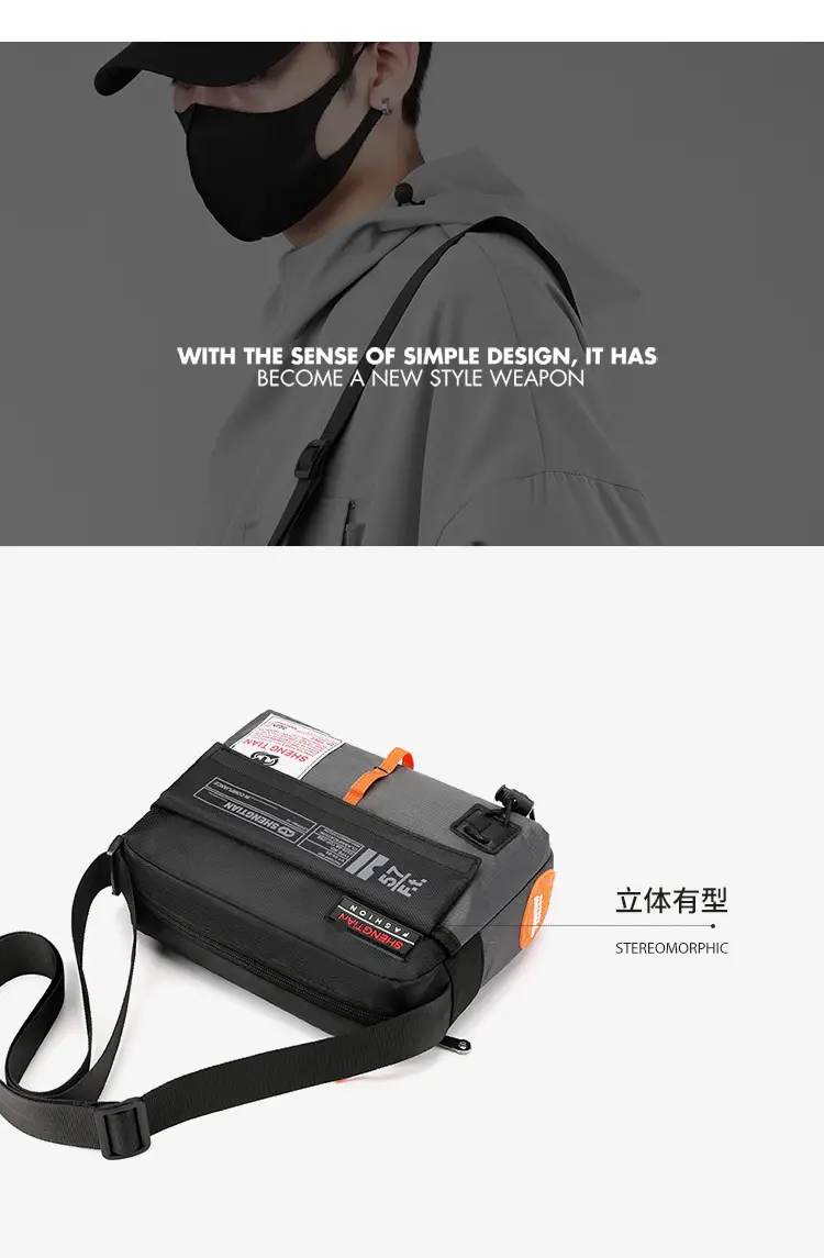 Men's Korean Style Waterproof Crossbody Bag Blue Orange — feature 15