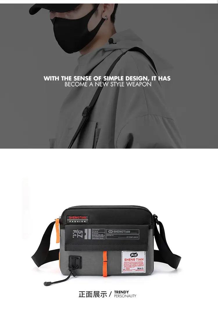Men's Korean Style Waterproof Crossbody Bag Blue Orange — feature 23