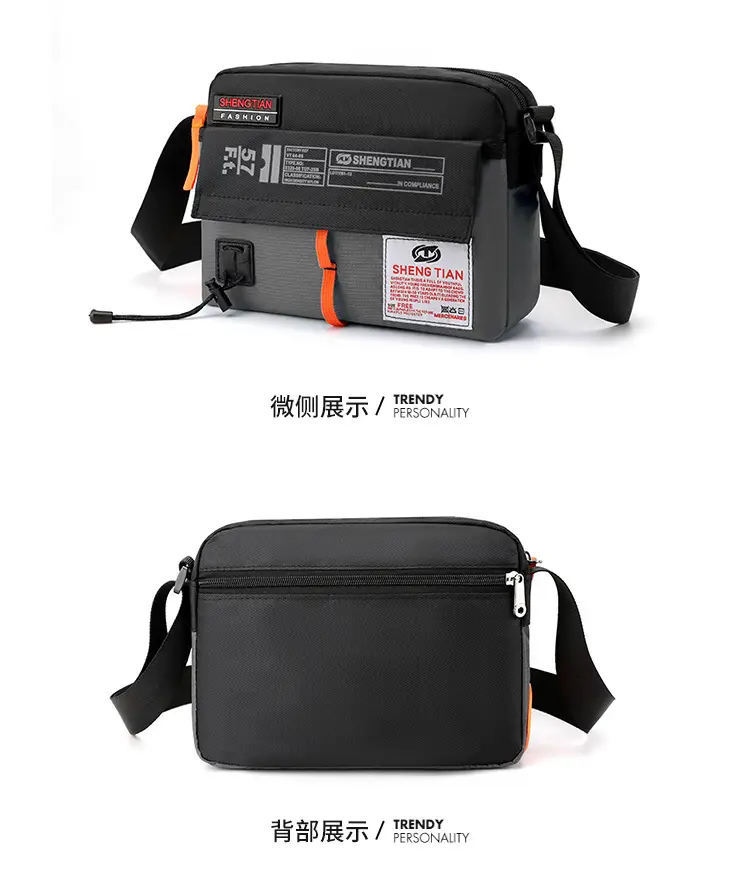 Men's Korean Style Waterproof Crossbody Bag Blue Orange — feature 24