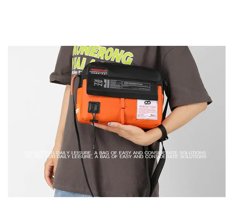 Men's Korean Style Waterproof Crossbody Bag Blue Orange — feature 5