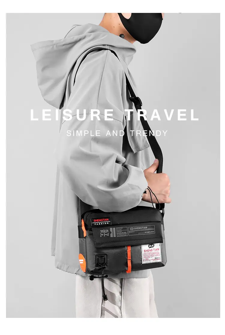 Men's Korean Style Waterproof Crossbody Bag Blue Orange — feature 7