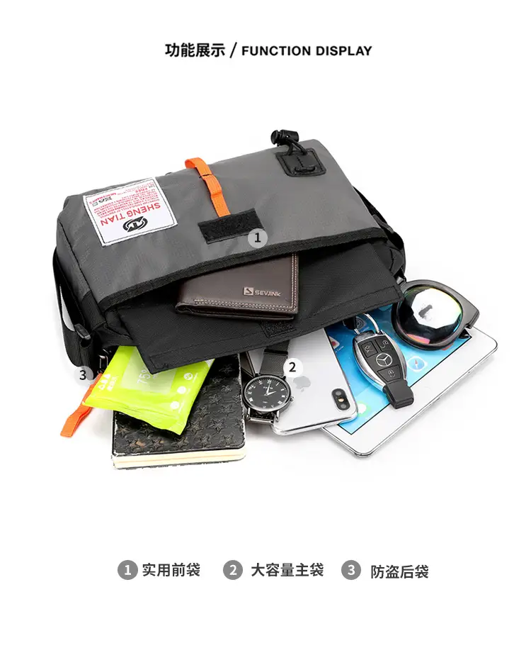 Men's Korean Style Waterproof Crossbody Bag Blue Orange — feature 9