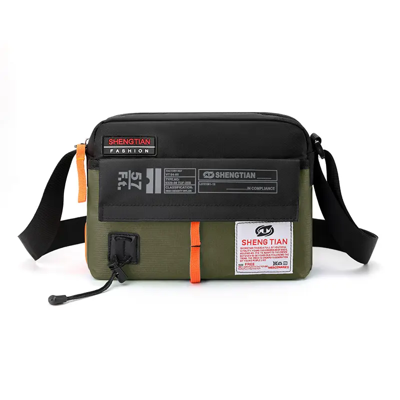 Men's Korean Style Waterproof Crossbody Bag Blue Orange - Image 2
