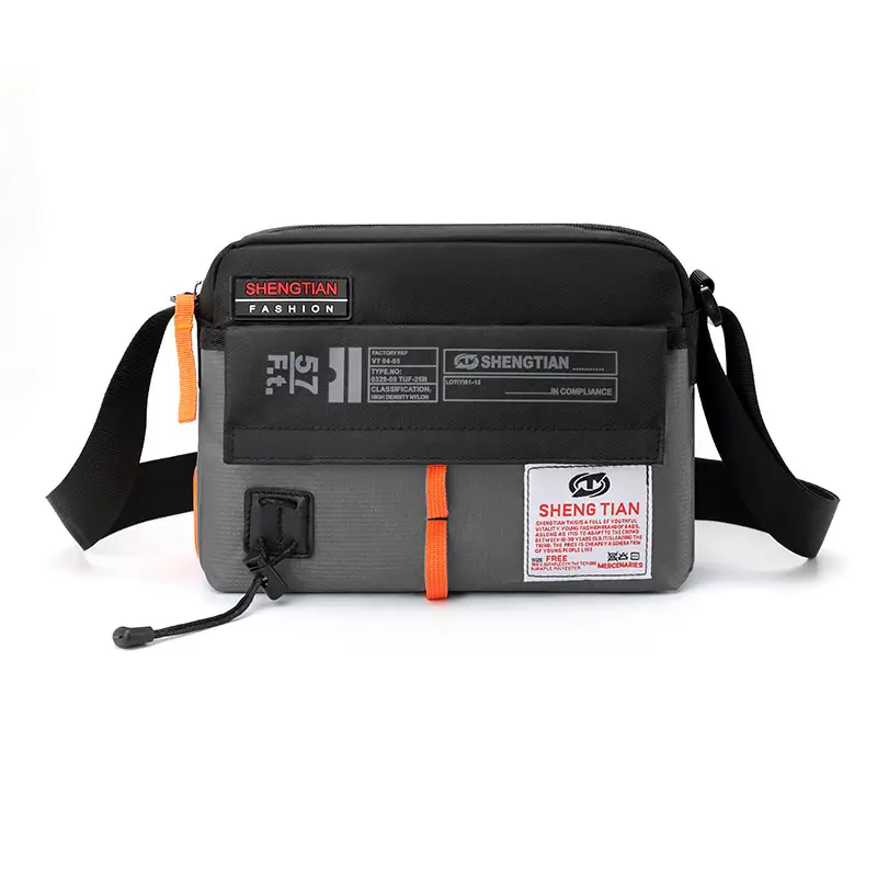 Men's Korean Style Waterproof Crossbody Bag Blue Orange - Image 3