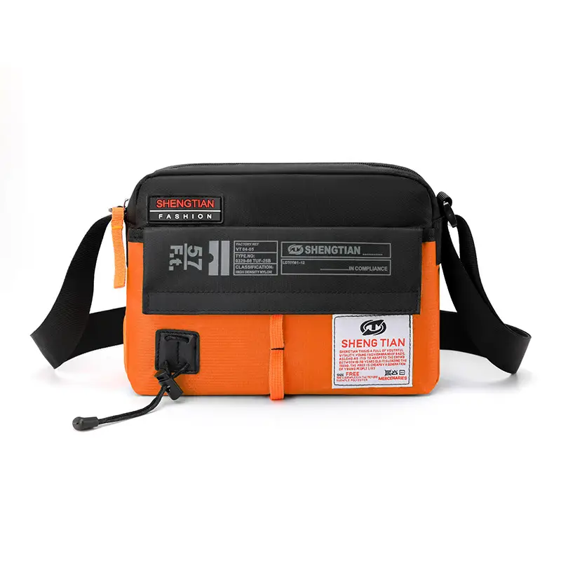 Men's Korean Style Waterproof Crossbody Bag Blue Orange - Image 6