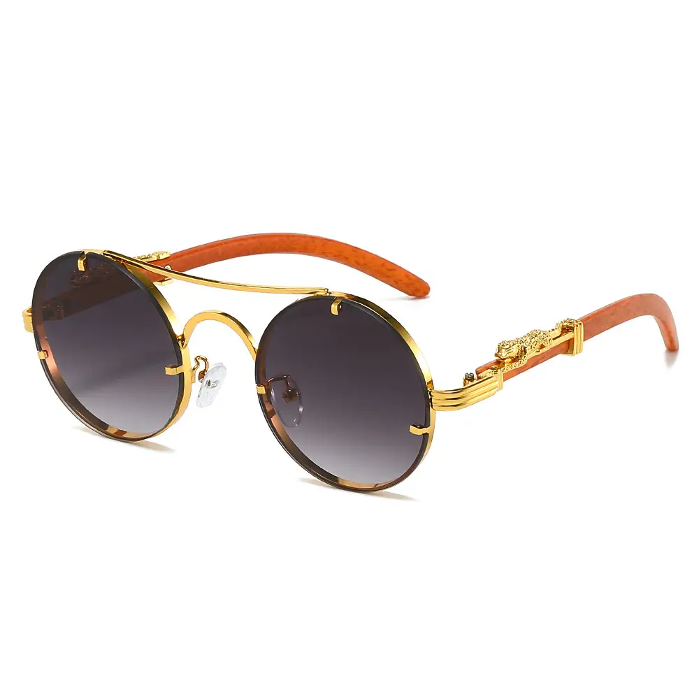Gold Frame Leopard Head Sunglasses for Men - Image 10