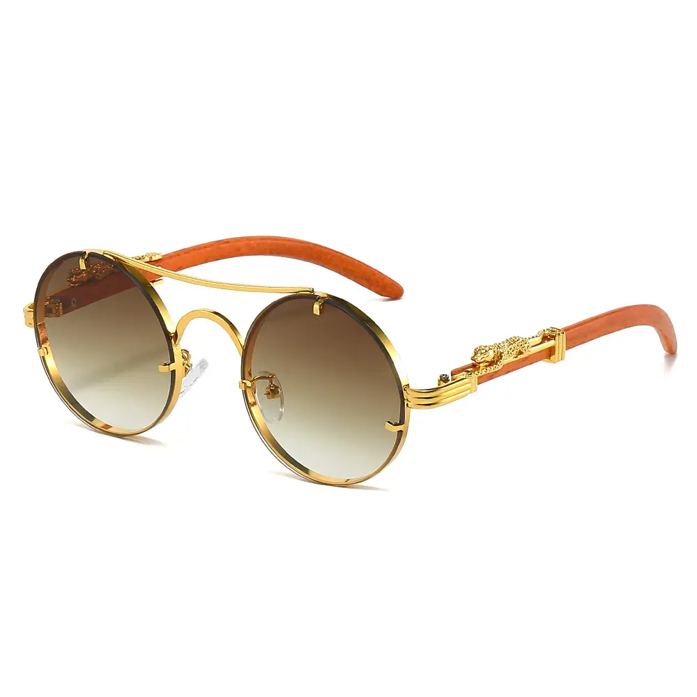 Gold Frame Leopard Head Sunglasses for Men - Image 11
