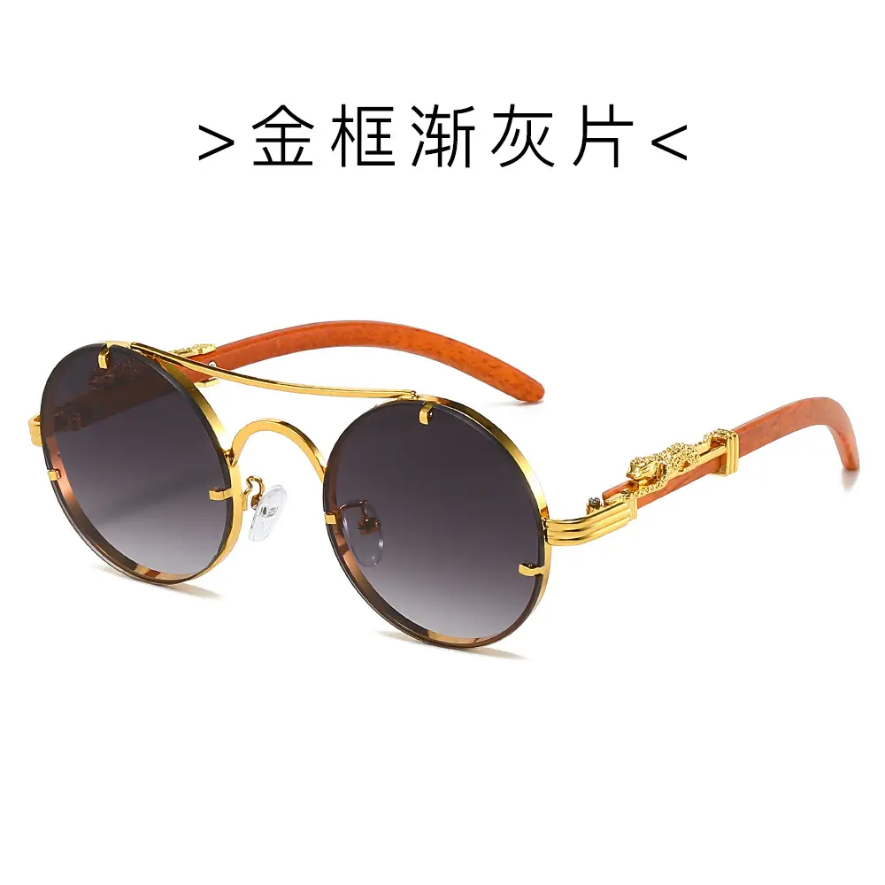 Gold Frame Leopard Head Sunglasses for Men - Image 2