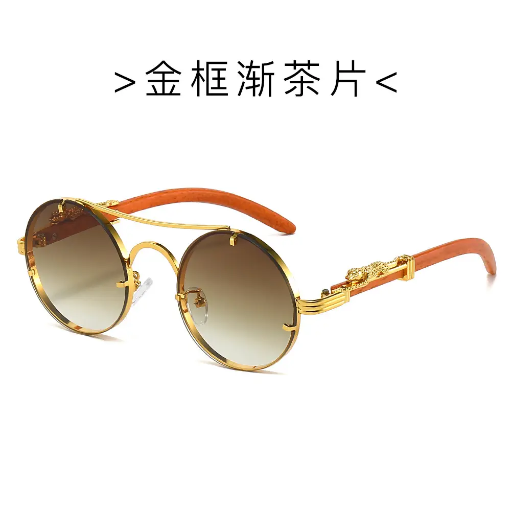 Gold Frame Leopard Head Sunglasses for Men - Image 3