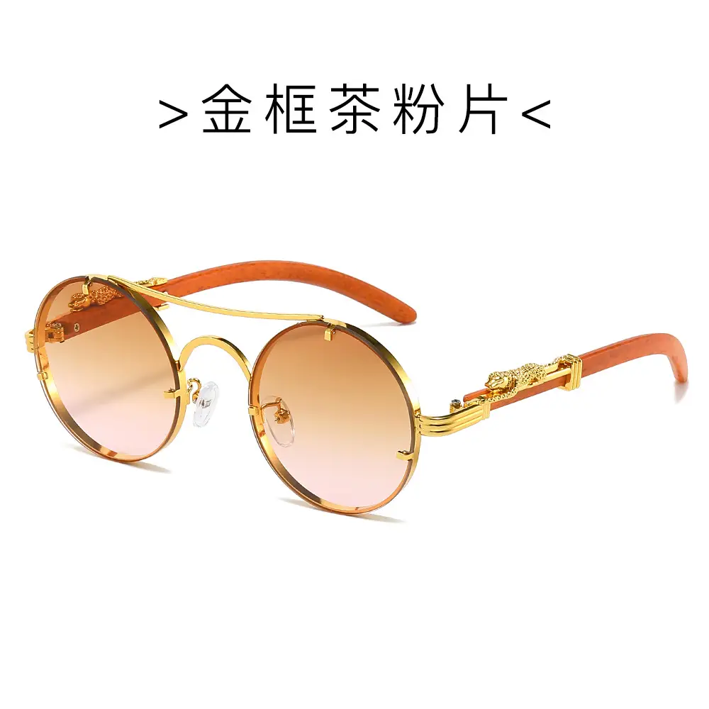 Gold Frame Leopard Head Sunglasses for Men - Image 7
