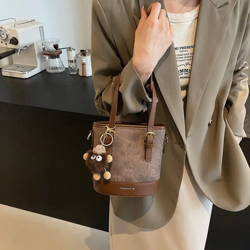 Crossbody Bag for Women with Pom Pom Decor - Image 6