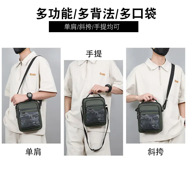 Men's Camouflage Satchel Backpack Black Crossbody — feature 8
