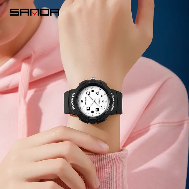 Sanda Black Waterproof Sports Watch for Men Women - Image 9