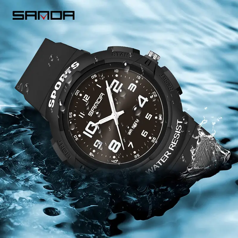 Sanda Black Waterproof Sports Watch for Men Women - Image 10