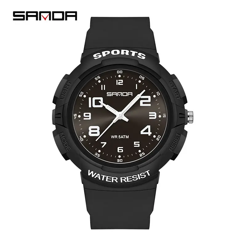 Sanda Black Waterproof Sports Watch for Men Women - Image 5
