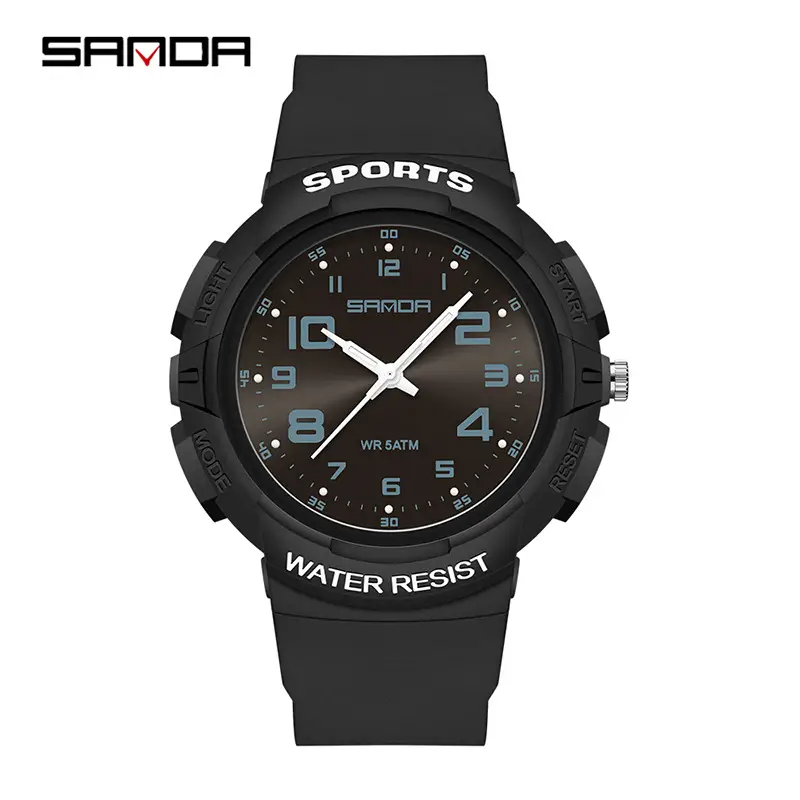Sanda Black Waterproof Sports Watch for Men Women - Image 6
