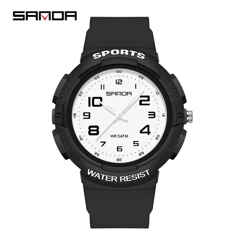 Sanda Black Waterproof Sports Watch for Men Women - Image 7