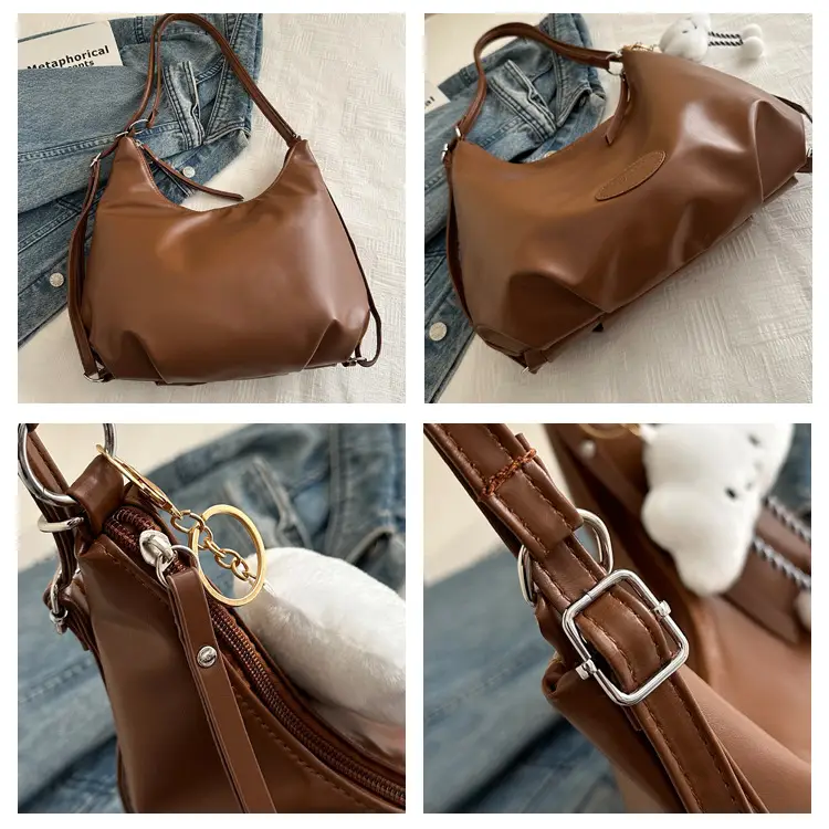Brown Leather Commuter Tote Bag for Women Winter Large Capacity — feature 9