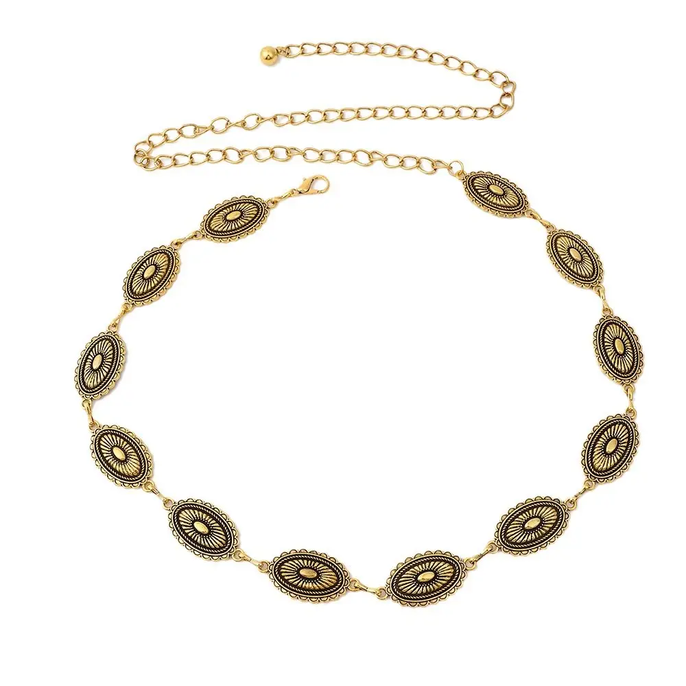 Vintage Ethnic Carved Chain Necklace Set Gold Silver - Image 5