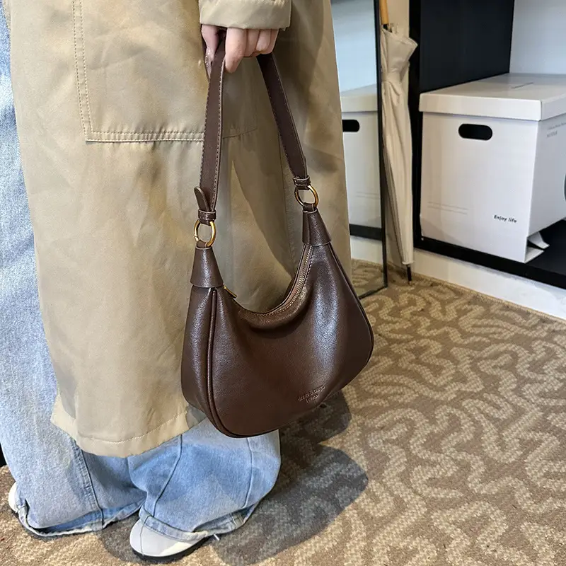Women's Brown Leather Shoulder Crossbody Bag 2024 - Image 2