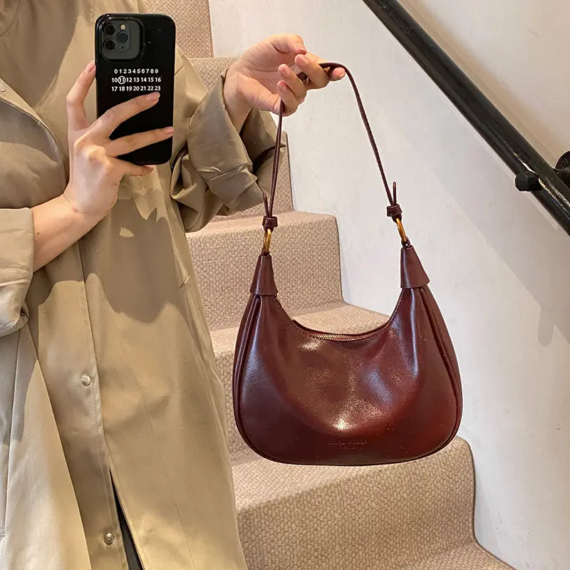 Women's Brown Leather Shoulder Crossbody Bag 2024 - Image 3