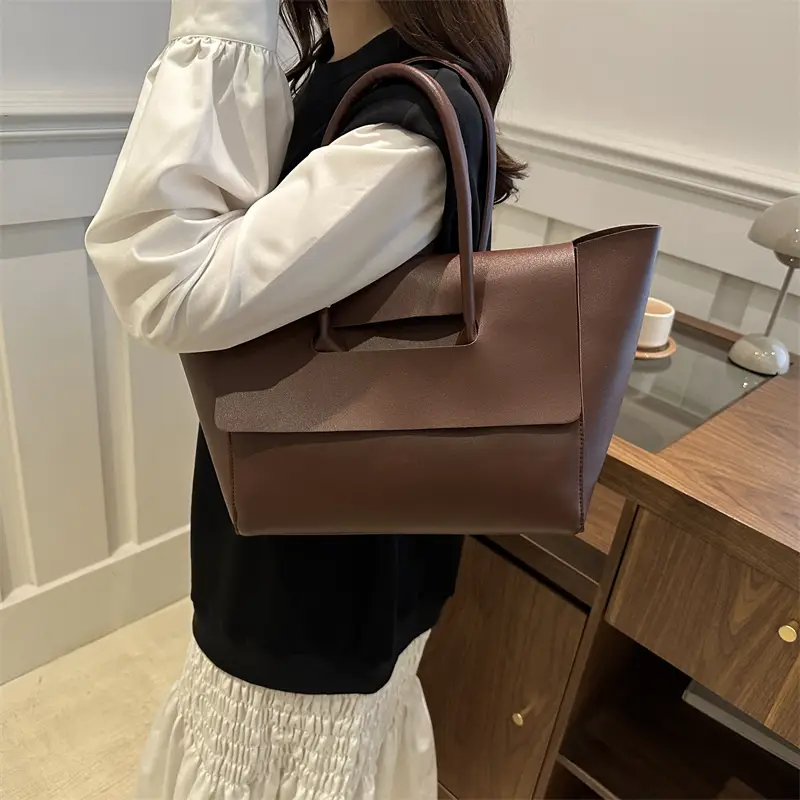 Women's Large Brown Leather Tote Bag 2024 - Image 9