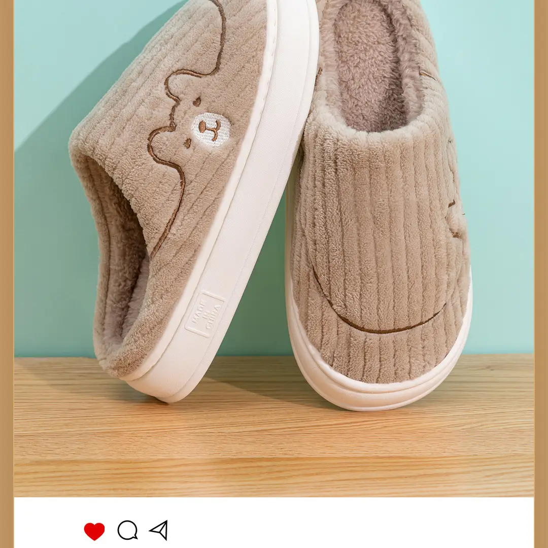 Cotton Slippers Women's Autumn and Winter New Indoor Home Home Warm Wool Slippers Men's Household Men's Autumn and Winter — feature 19