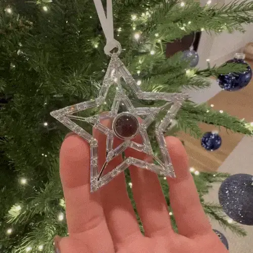 Five Pointed Star Photo Pendant with Full Diamond Design