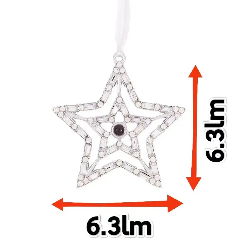 Five Pointed Star Photo Pendant with Full Diamond Design — feature 1
