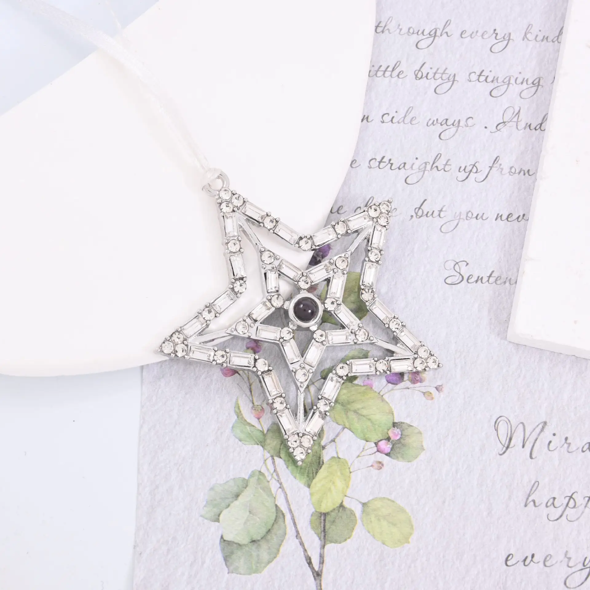 Five Pointed Star Photo Pendant with Full Diamond Design — feature 7
