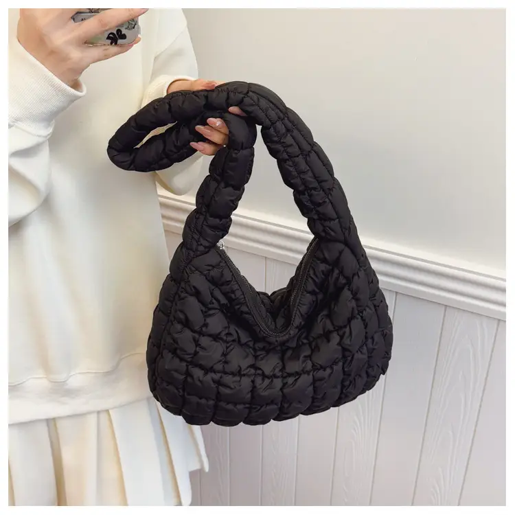 Black Cloud Pleated Shoulder Bag for Women — feature 11