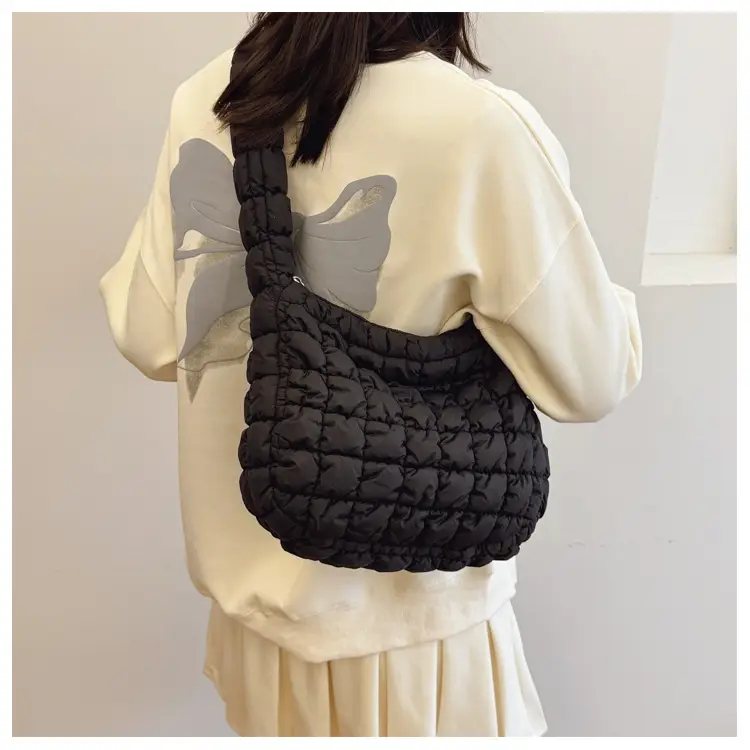 Black Cloud Pleated Shoulder Bag for Women — feature 16