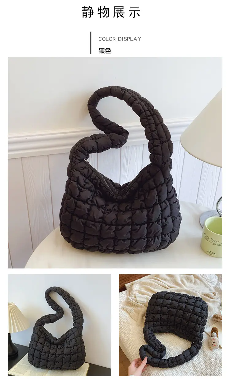 Black Cloud Pleated Shoulder Bag for Women — feature 22