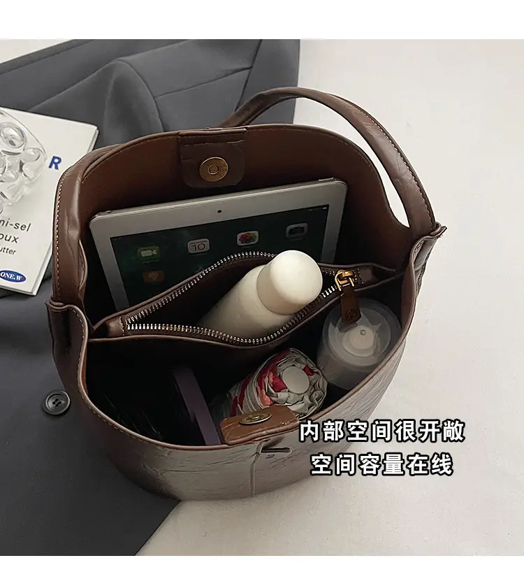 Korean Style Brown Bucket Bag for Women — feature 10