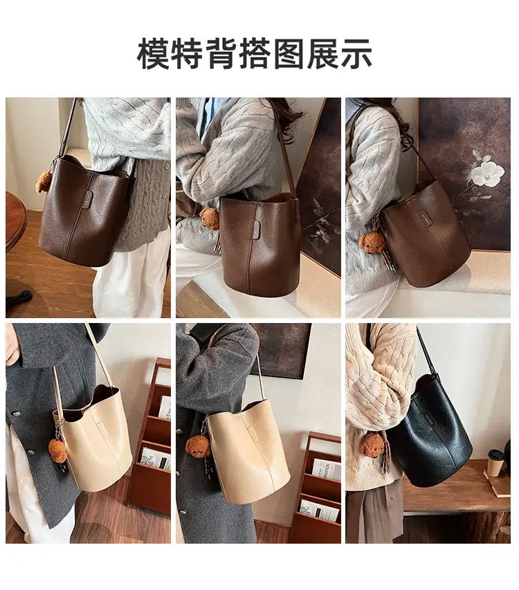 Korean Style Brown Bucket Bag for Women — feature 11