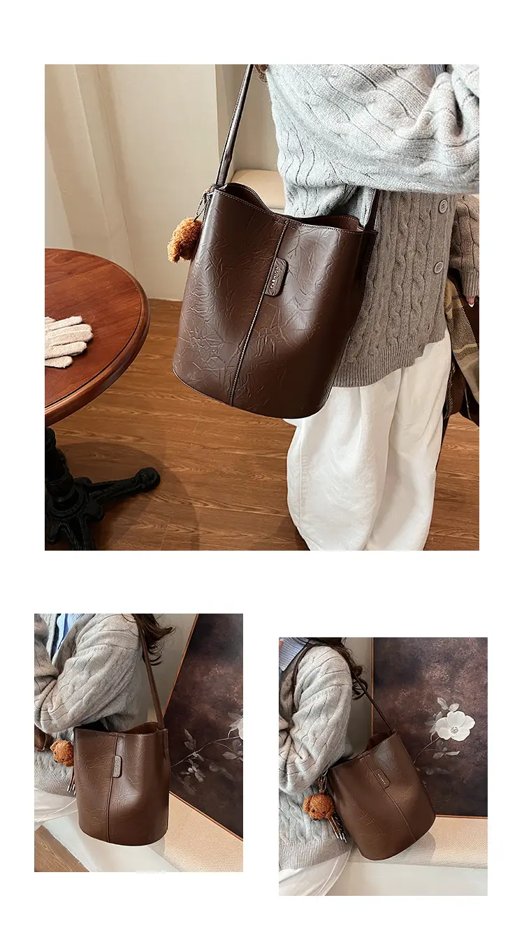 Korean Style Brown Bucket Bag for Women — feature 12