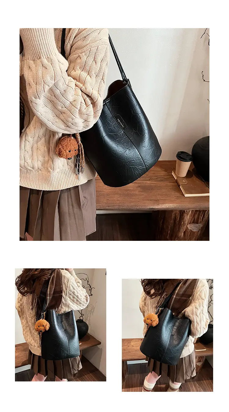 Korean Style Brown Bucket Bag for Women — feature 14