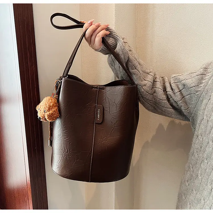 Korean Style Brown Bucket Bag for Women — feature 18
