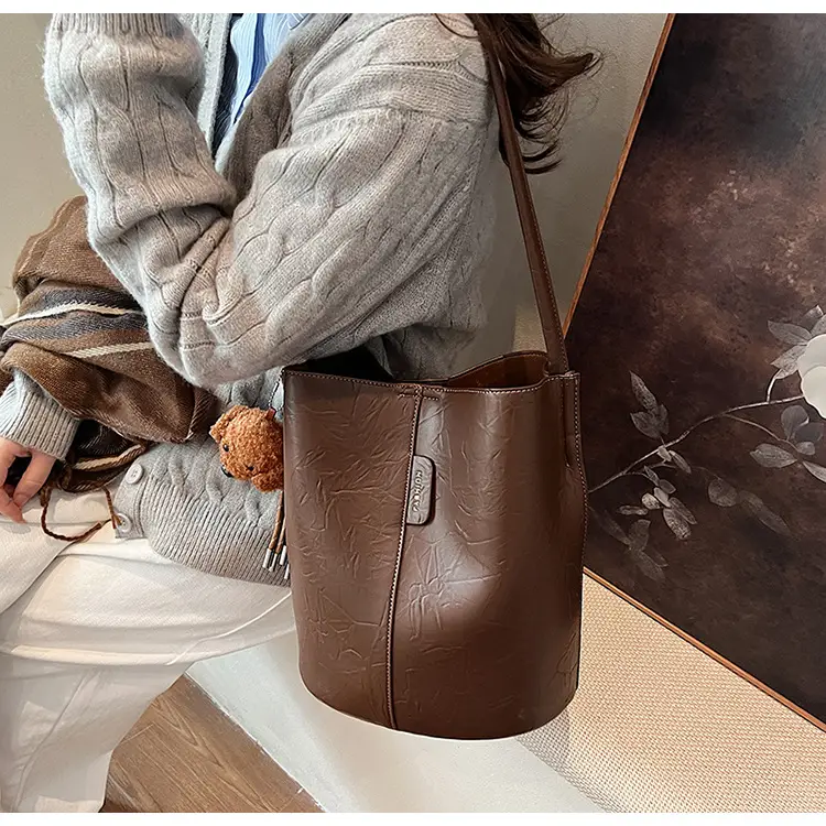 Korean Style Brown Bucket Bag for Women — feature 20