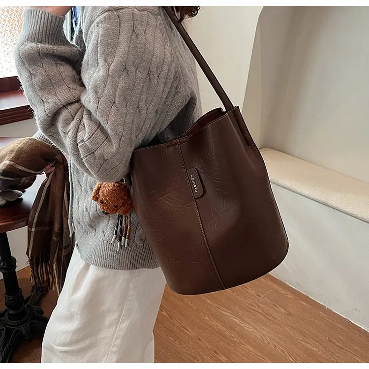 Korean Style Brown Bucket Bag for Women — feature 21
