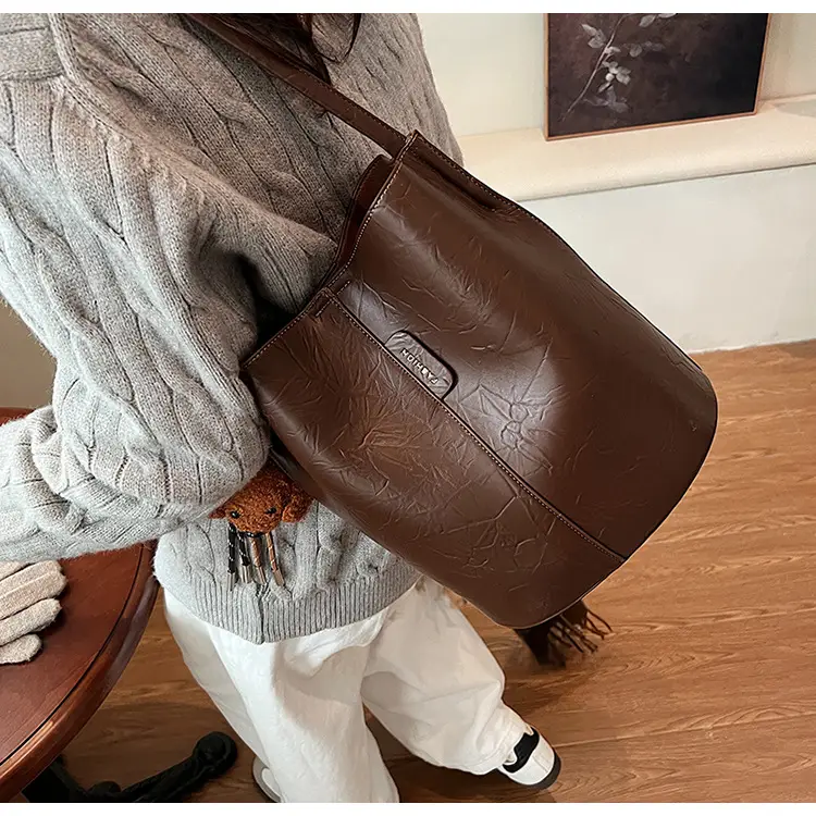 Korean Style Brown Bucket Bag for Women — feature 23