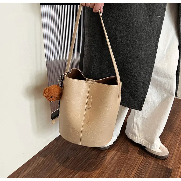 Korean Style Brown Bucket Bag for Women — feature 28