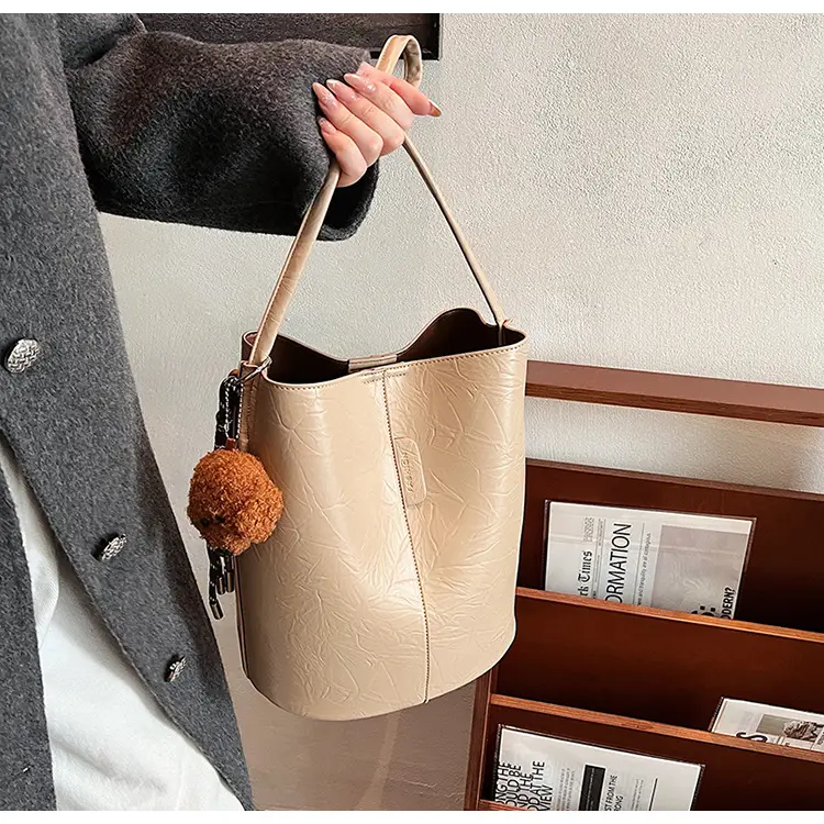 Korean Style Brown Bucket Bag for Women — feature 29