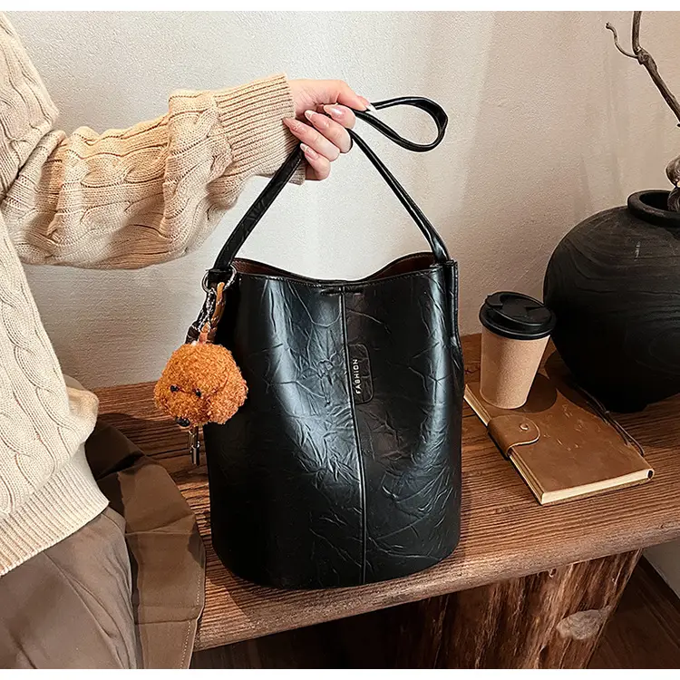 Korean Style Brown Bucket Bag for Women — feature 36