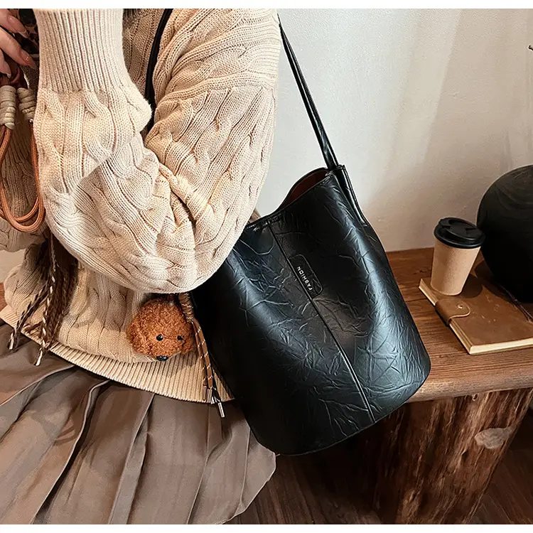 Korean Style Brown Bucket Bag for Women — feature 37