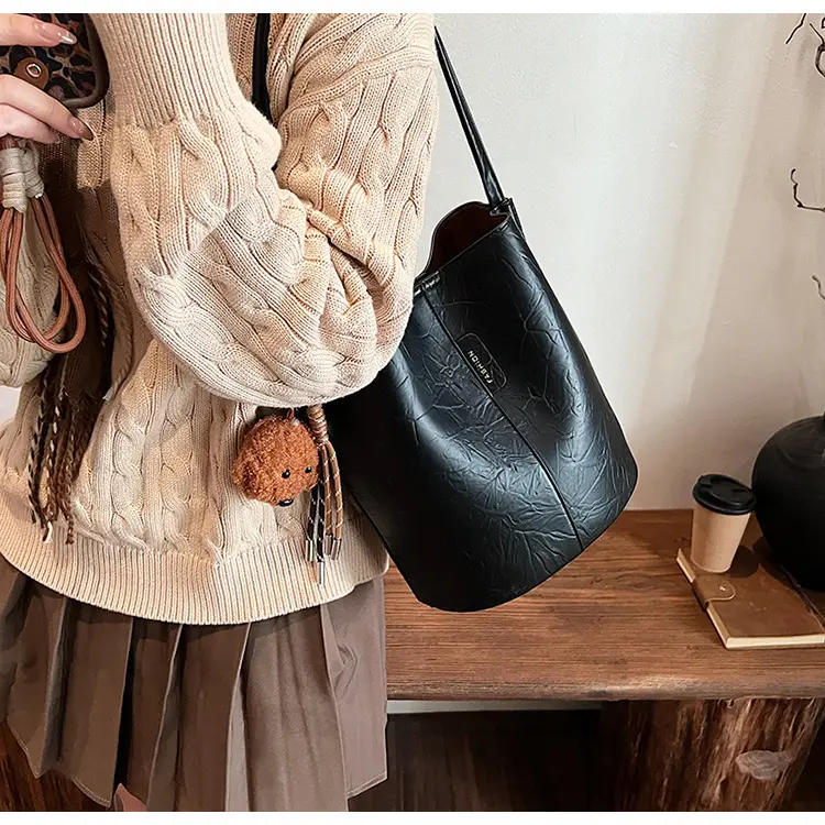 Korean Style Brown Bucket Bag for Women — feature 38