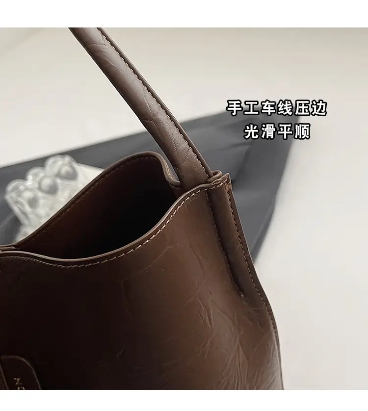 Korean Style Brown Bucket Bag for Women — feature 4