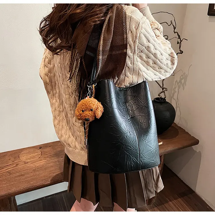 Korean Style Brown Bucket Bag for Women — feature 42