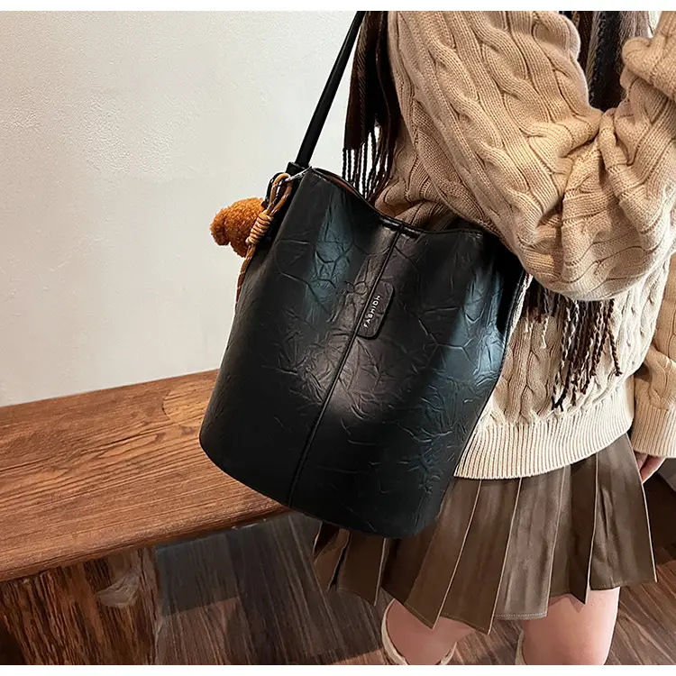 Korean Style Brown Bucket Bag for Women — feature 43
